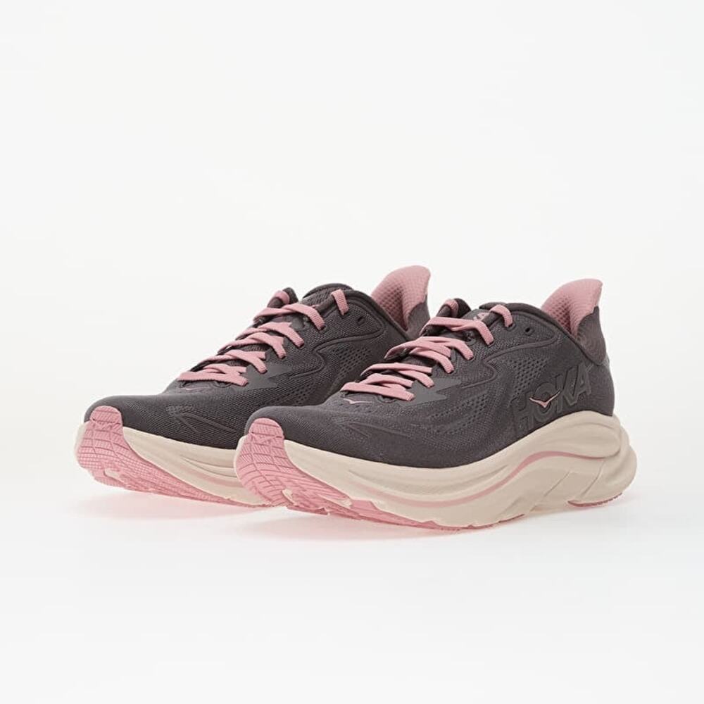 HOKA WOMEN'S 9 CLIFTON 10 RUNNING SHOES 1162031GXYD GALAXY DRIED ROSE GRAY